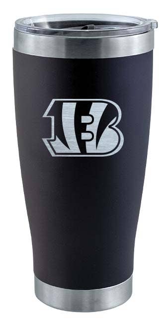 20 oz Black Stainless Steel Tumbler with Laser Etch Team Logo - BENGALS--Lemons and Limes Boutique
