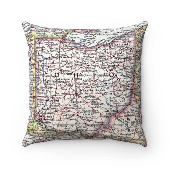 Ohio Map Pillow--Lemons and Limes Boutique