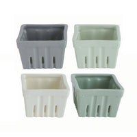 Square Stoneware Berry Basket in Assorted Colors-Decor-Lemons and Limes Boutique