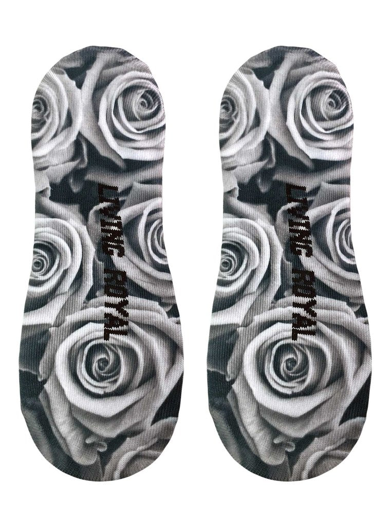 Black and White Roses Liner Socks-Socks-Lemons and Limes Boutique