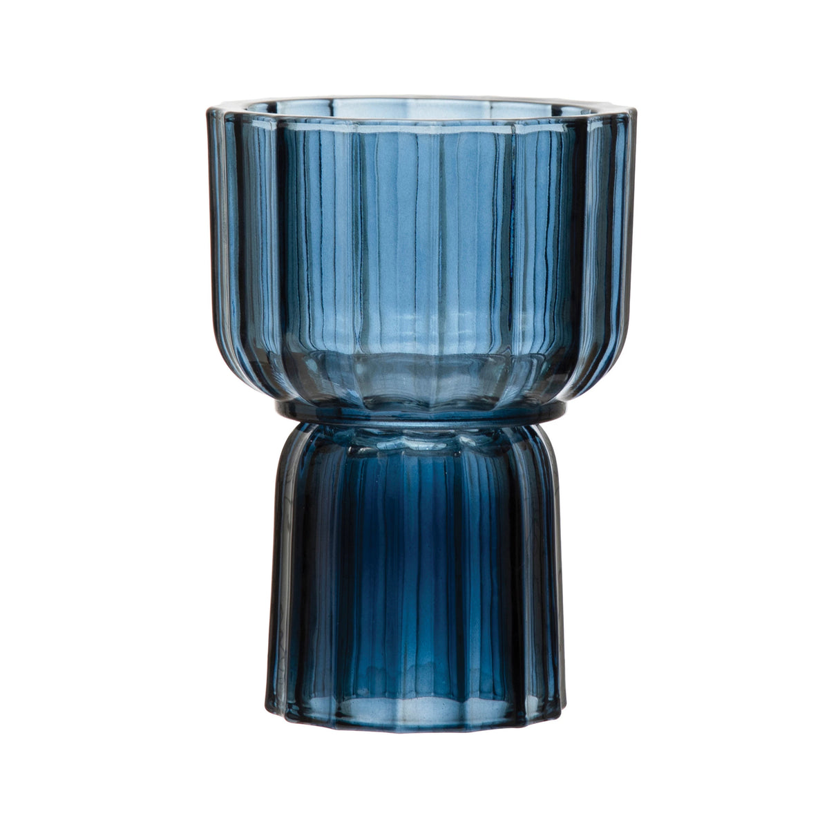 Glass Fluted 2-Sided Vase/Votive Holder, Blue-Decor-Lemons and Limes Boutique