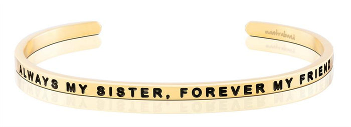 Always My Sister, Forever My Friend Affirmation Bracelet in Yellow Gold-Bracelet-Lemons and Limes Boutique