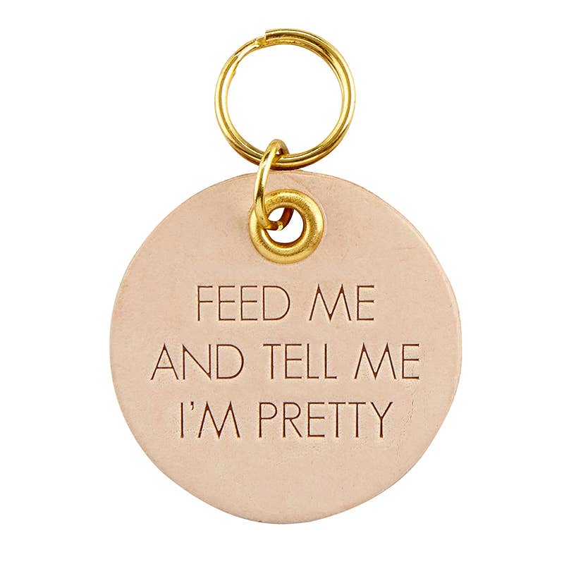 Leather Pet Tag - Feed Me--Lemons and Limes Boutique