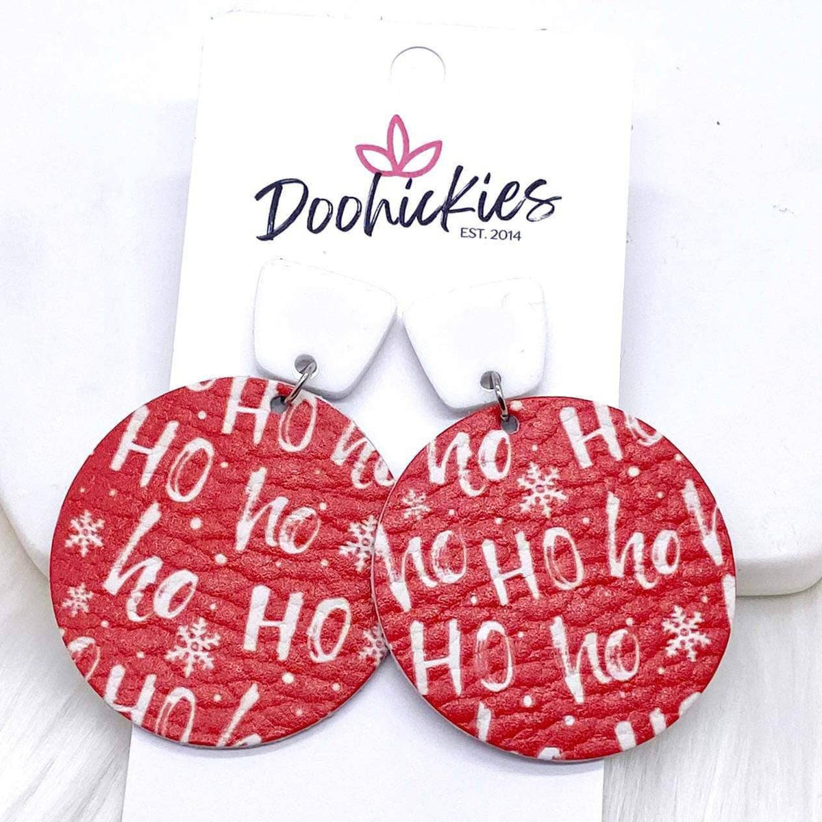 2" Ho Ho Ho Piggyback Dangle Christmas Earrings-Lemons and Limes Boutique