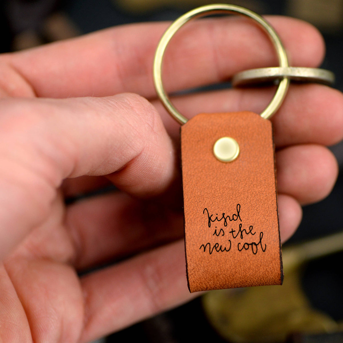 Kind is the New Cool Leather Keychain--Lemons and Limes Boutique