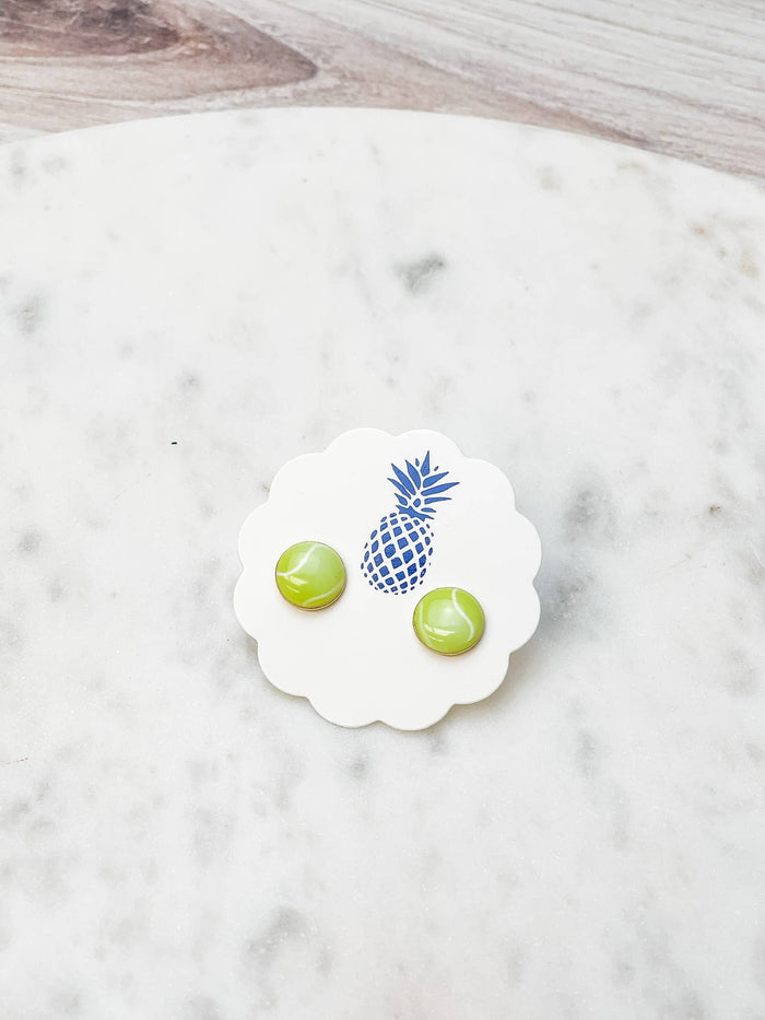 Tennis Signature Enamel Stud Earrings-Lemons and Limes Boutique