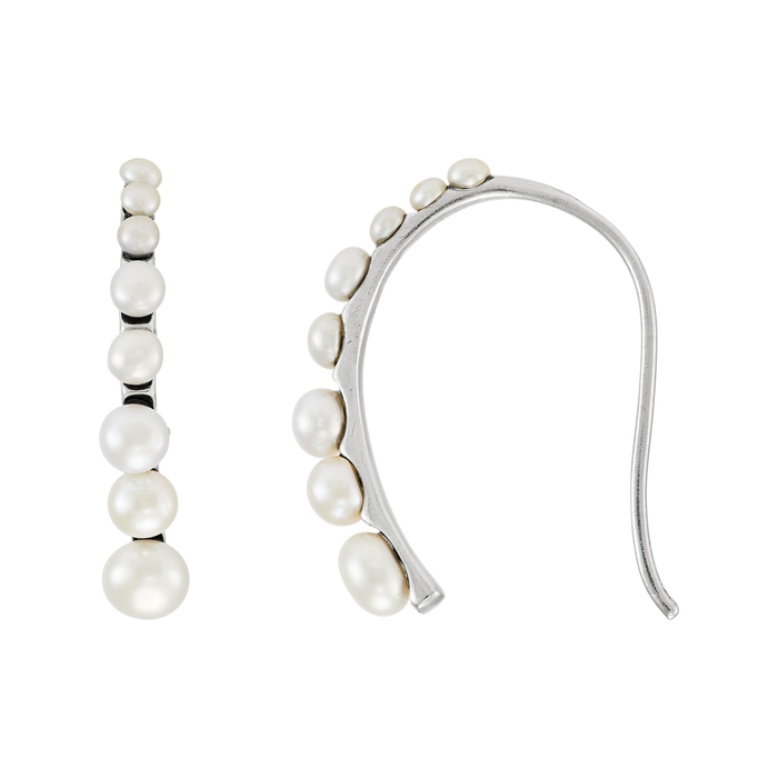 Lined Up Duo Sterling Silver Pearl Drop Earrings Silpada-White-Lemons and Limes Boutique