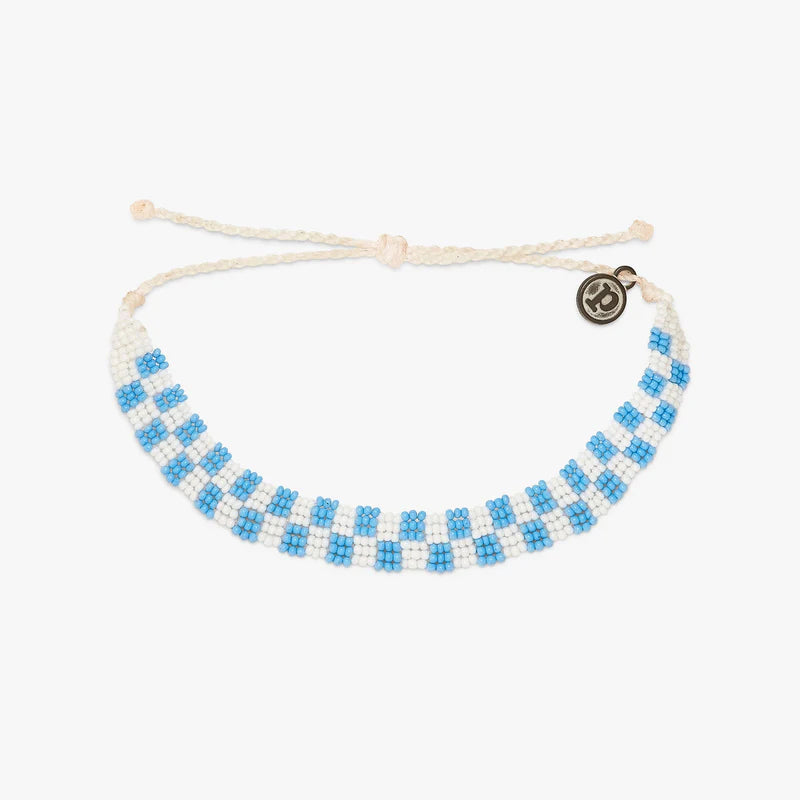 Pura Vida Woven Seed Bead Checkered Blue/White Bracelet-Lemons and Limes Boutique
