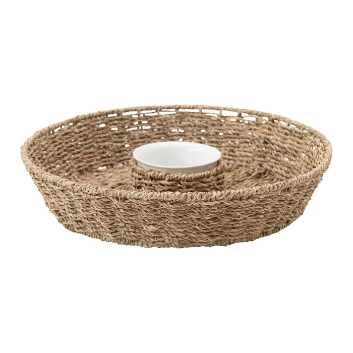 Hand-Woven Seagrass Chip & Dip Basket w/ 6 oz. Ceramic Bowl-Decor-Lemons and Limes Boutique