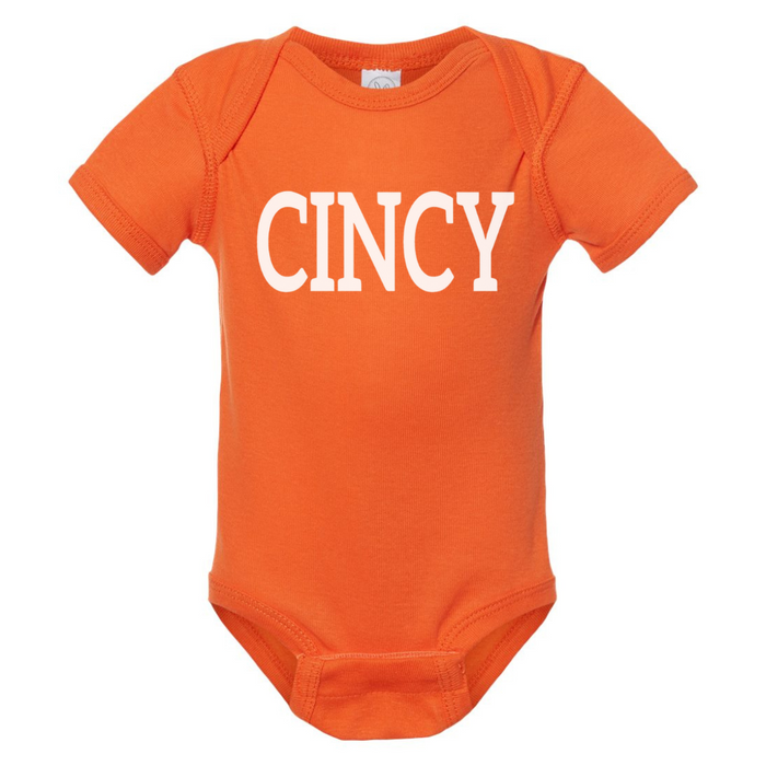 CINCY Onesie on Orange-YOUTH--Lemons and Limes Boutique