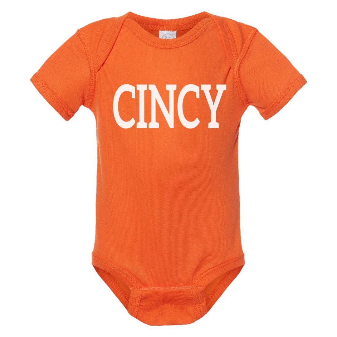 CINCY Short Sleeve Body Suit on Orange-INFANT--Lemons and Limes Boutique