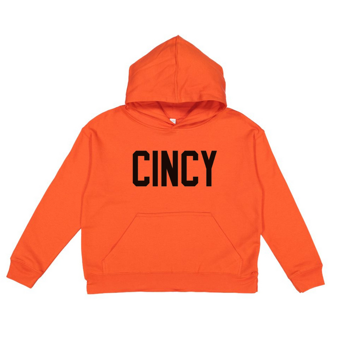 Cincy Block Hoodie on Orange-YOUTH--Lemons and Limes Boutique