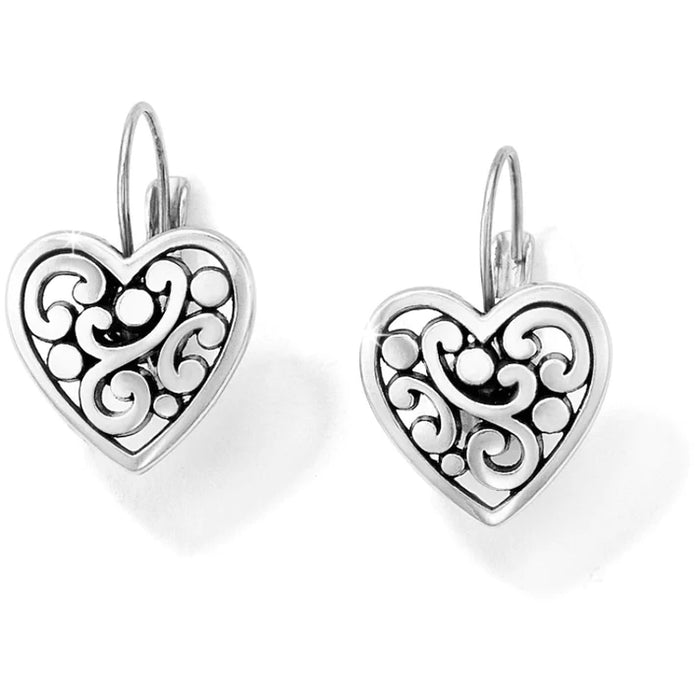 Silver Contempo Heart Leverback Earrings by Brighton-Jewelry-Lemons and Limes Boutique