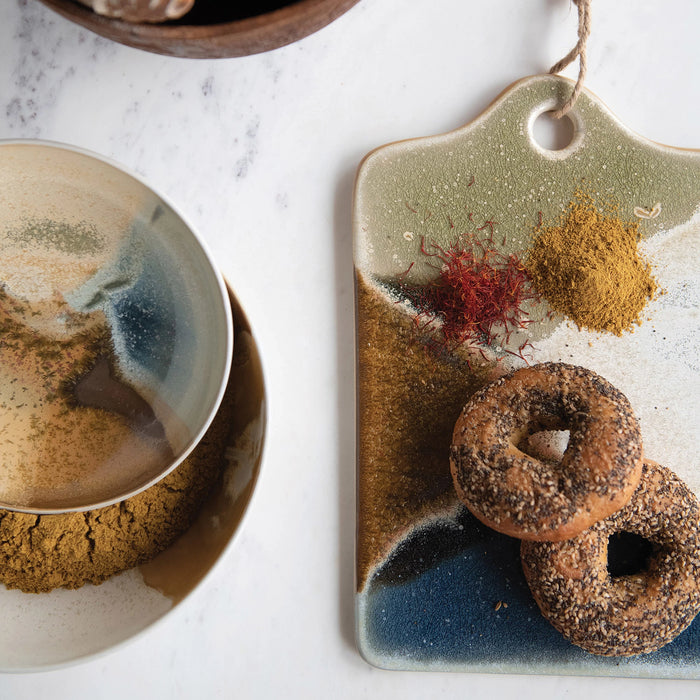 Stoneware Cheese/Cutting Board w/ Jute Tie-Decor-Lemons and Limes Boutique