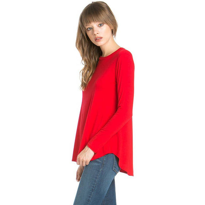 Signature Crew Neck LS Tee in Red-Apparel-Lemons and Limes Boutique