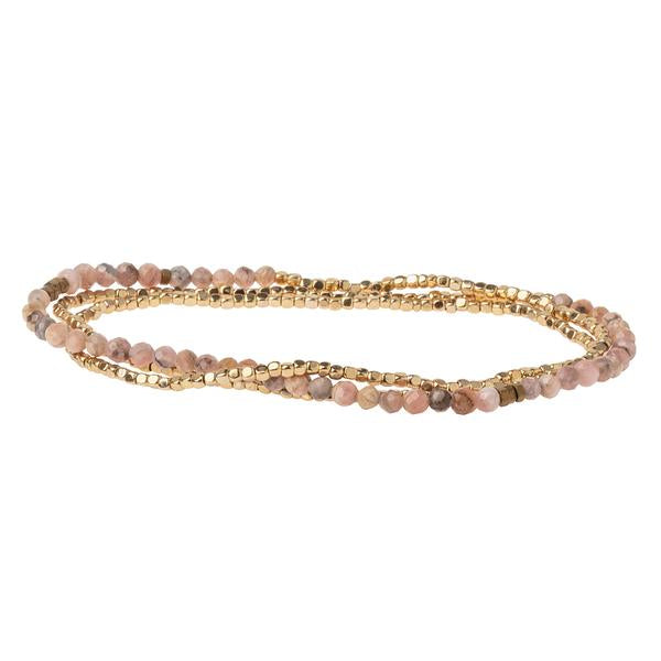 Delicate Stone Bracelet/Necklace in Rhodochosite-Bracelet-Lemons and Limes Boutique