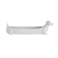 Ceramic Dachshund Cracker Dish, White-Decor-Lemons and Limes Boutique