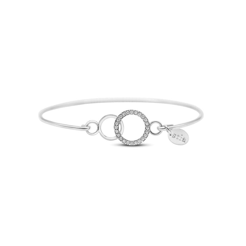 Pave Icon Bracelet Dainty Double Circle- Silver--Lemons and Limes Boutique