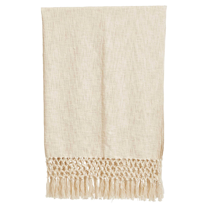 Woven Cotton Throw w/Crochet and Fringe--Lemons and Limes Boutique