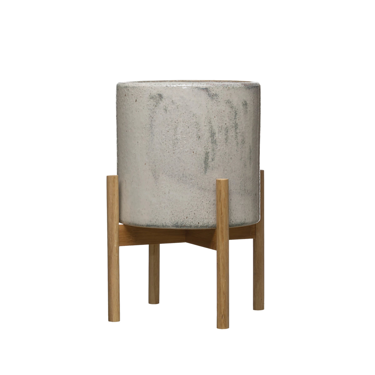 Stoneware Planter w/Wood Stand-Lemons and Limes Boutique