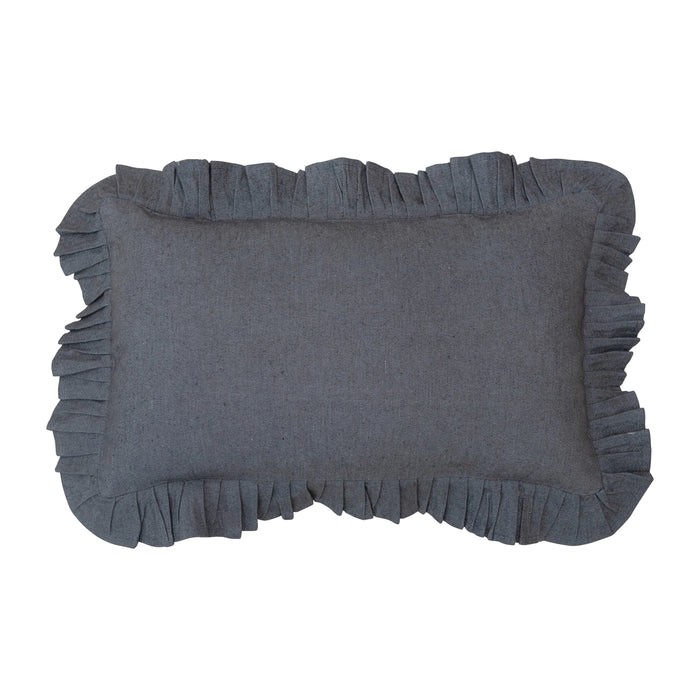 Woven Cotton Chambray Lumbar Pillow with Ruffle--Lemons and Limes Boutique