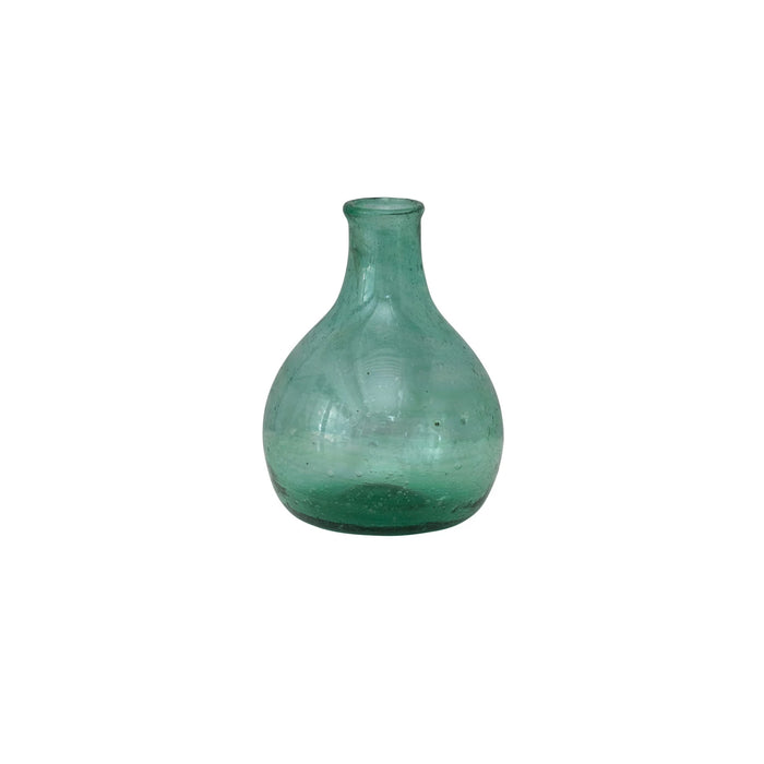Small Round Hand-Blown Glass Vase Teal-Lemons and Limes Boutique