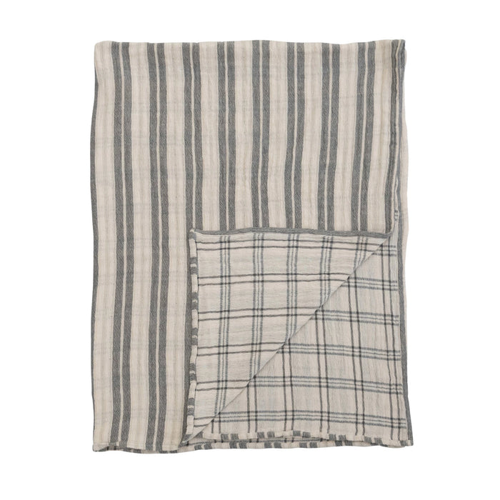 Two-Sided Cotton Double Cloth Tablecloth & Plaid Pattern-Lemons and Limes Boutique