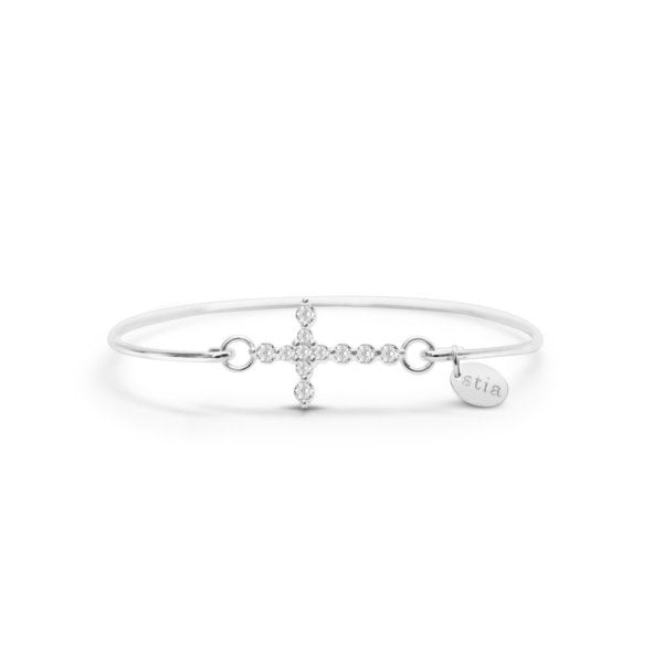PAVÉ ICON Bracelet Diamond Prong Cross-Silver-Lemons and Limes Boutique
