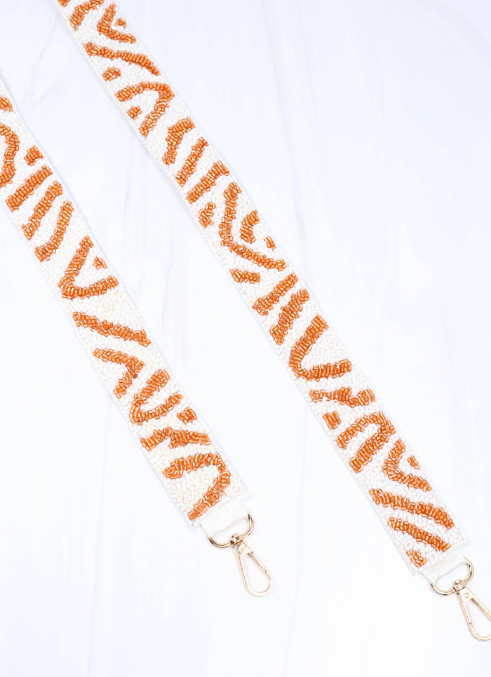 Tiger Stripe Beaded Crossbody Strap in Orange-Lemons and Limes Boutique