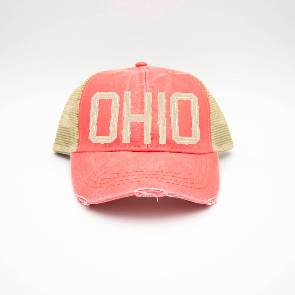 OHIO Coral Trucker Hat-Lemons and Limes Boutique