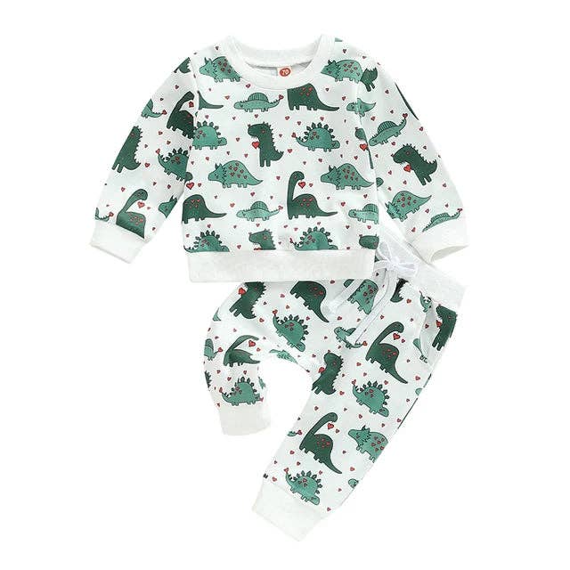 Dinosaur Hearts Infant/Toddler Loungewear Set--Lemons and Limes Boutique