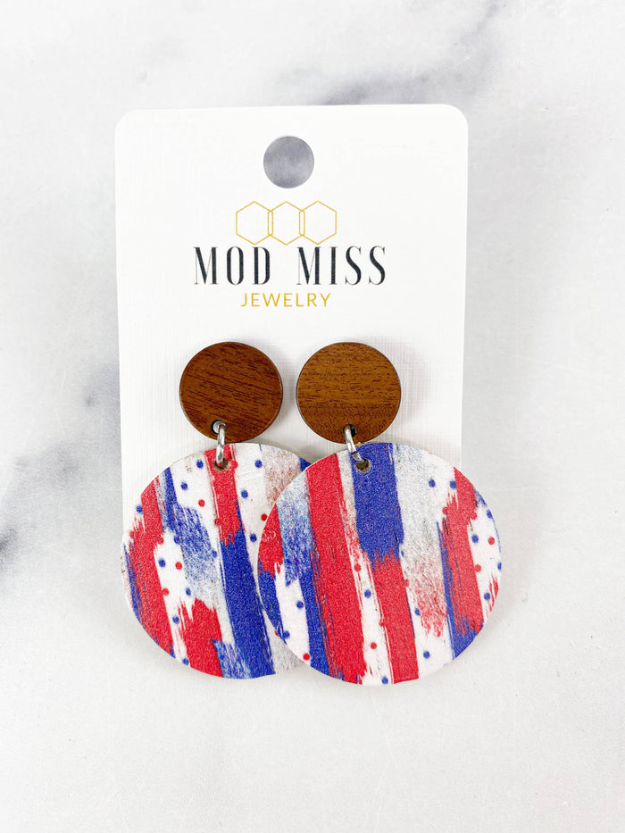 Cork+Leather Round Earring in American Brushstrokes--Lemons and Limes Boutique