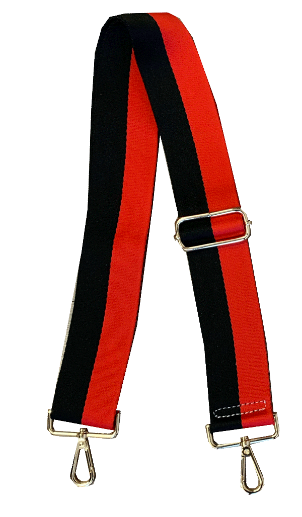 Game Day Bag Strap in Red and Black Ahdorned--Lemons and Limes Boutique