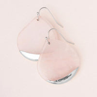 Stone Dipped Teardrop Earring - Rose Quartz/Silver-Dangle Earrings-Lemons and Limes Boutique
