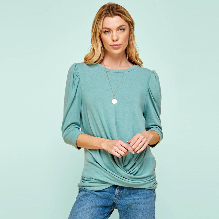 Darla Twist Front Top In Blue Vintage-Lemons and Limes Boutique