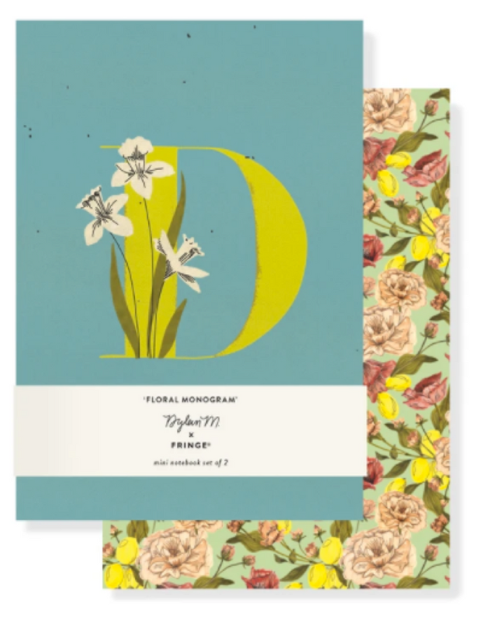 Monogram Floral - "D" Mini Journal Set-Notebooks-Lemons and Limes Boutique