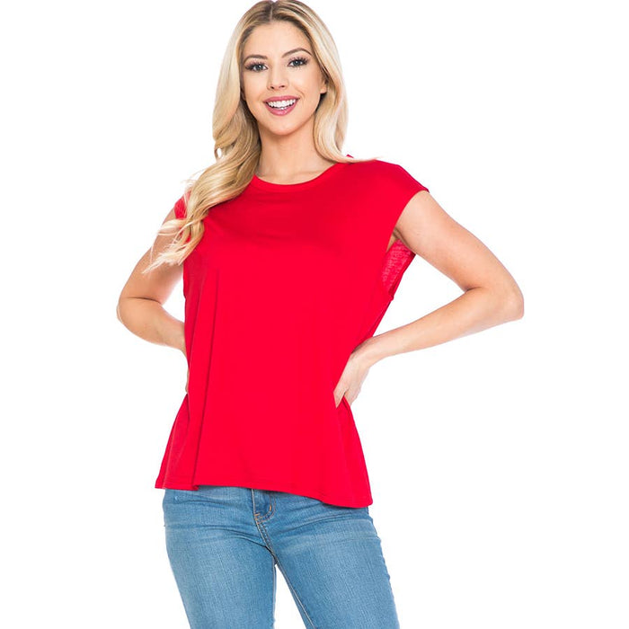 Women's Sleeveless Waist Length Sporty Top in Red--Lemons and Limes Boutique