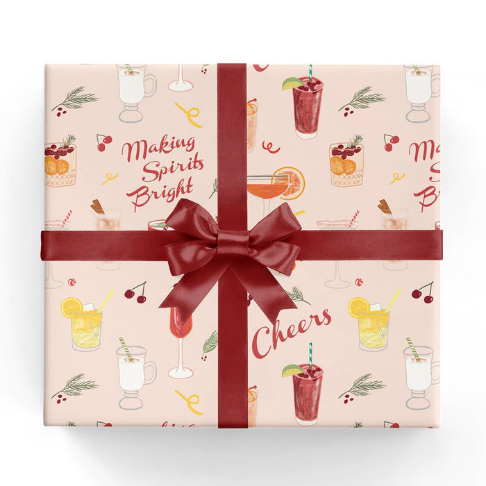 REVEL & Co. - Holiday Cocktails Wrapping Paper Sheet (Nostalgia)--Lemons and Limes Boutique