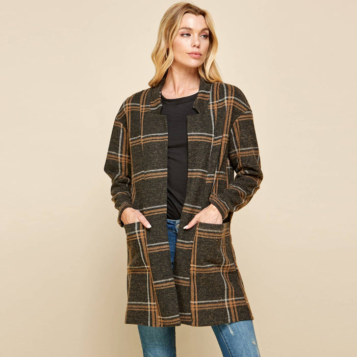 Lydia Plaid Jacket in Charcoal-Lemons and Limes Boutique
