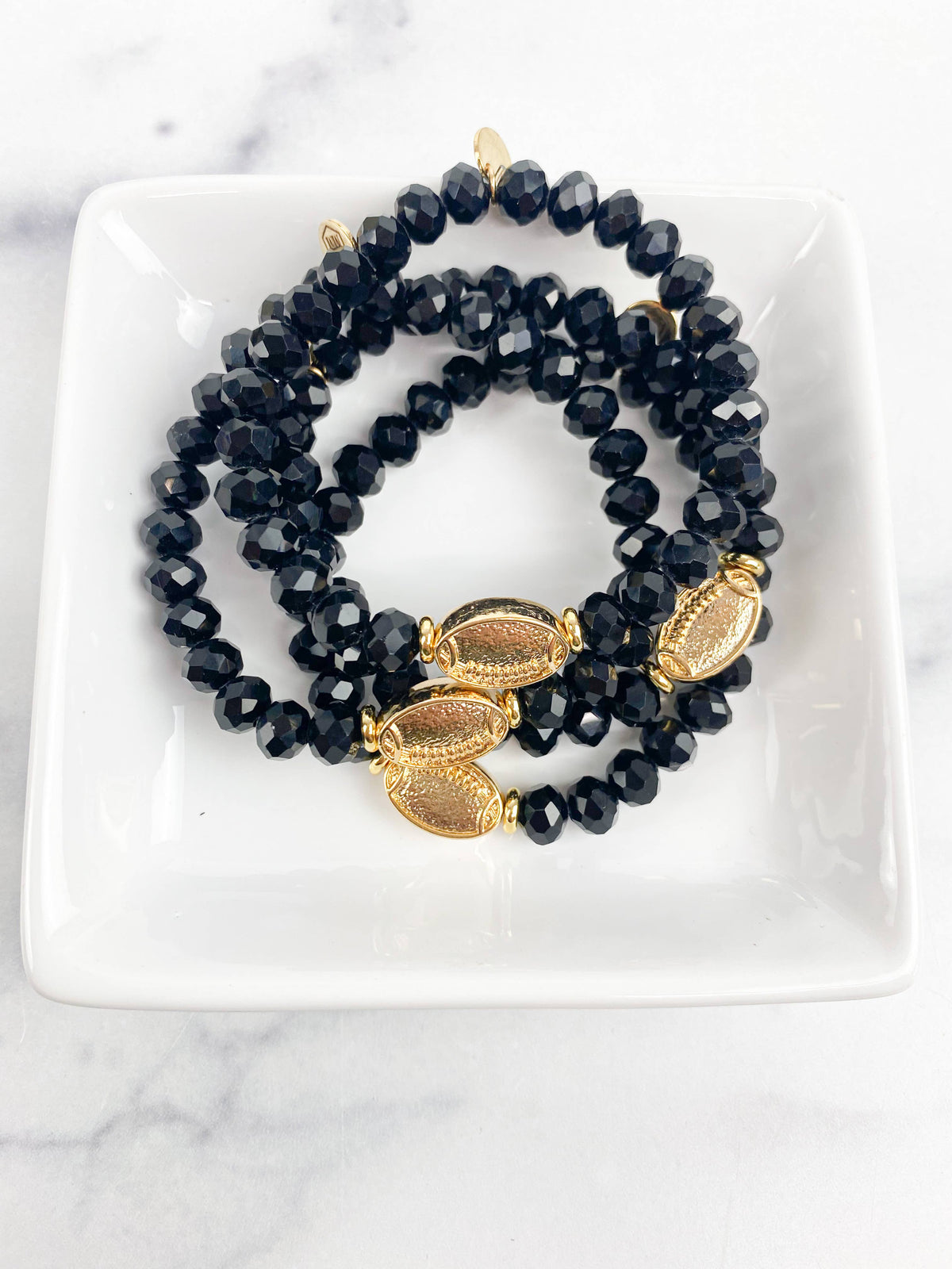 Crystal Beaded Gold Football Bracelet in Rose Gold-Lemons and Limes Boutique