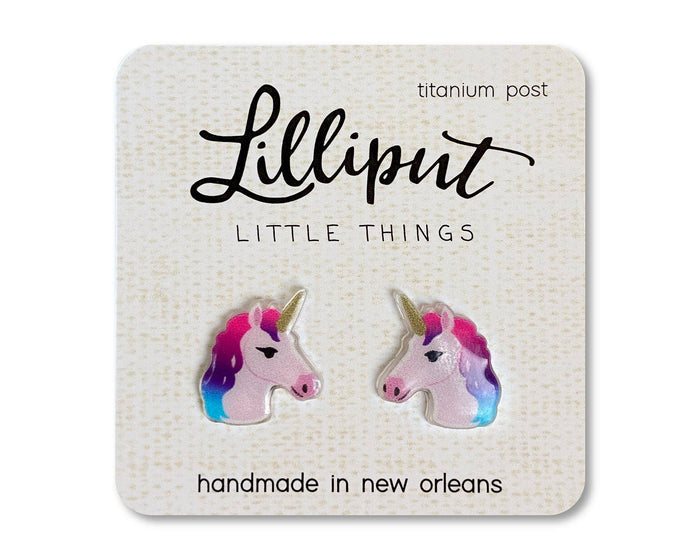 Rainbow Unicorn Earrings in Pink--Lemons and Limes Boutique