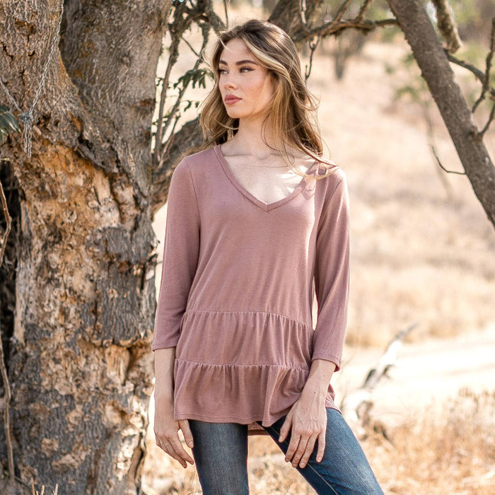 Izzy Layered Top in Mauve-Lemons and Limes Boutique
