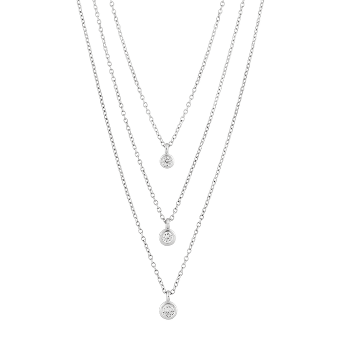 Triple Love Sterling Silver Cubic Zirconia Necklace, 22" Silpada-Lemons and Limes Boutique
