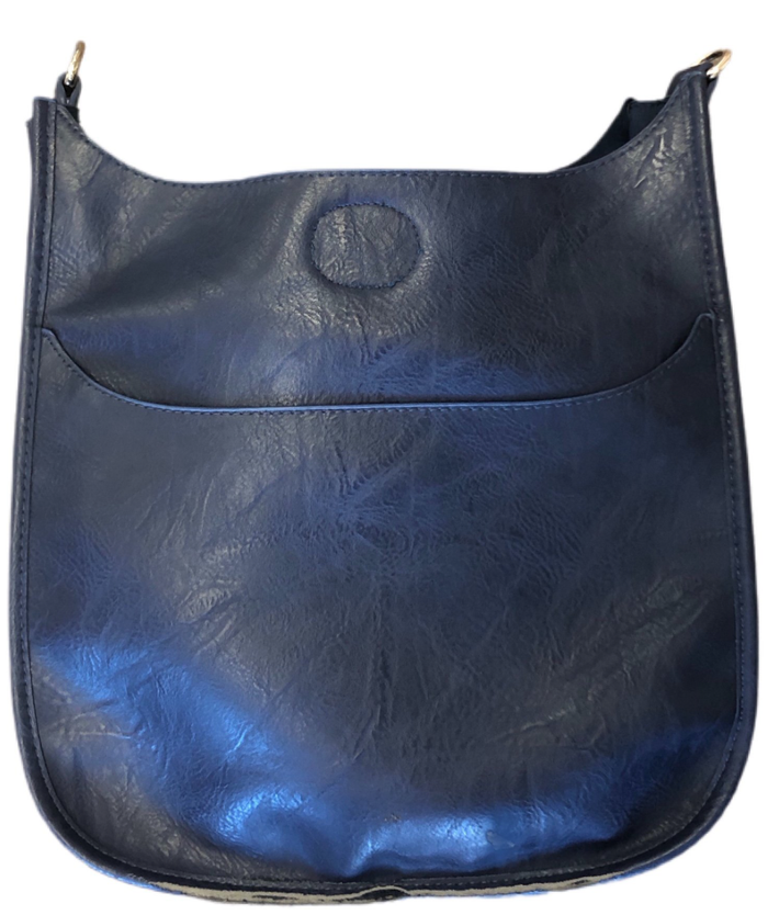 Vegan Leather Classic Messenger in Navy and Gold Hardware Ahdorned--Lemons and Limes Boutique