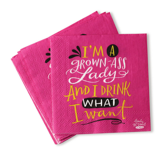 Grown-Ass Lady Cocktail Napkins, Pack of 20-Lemons and Limes Boutique
