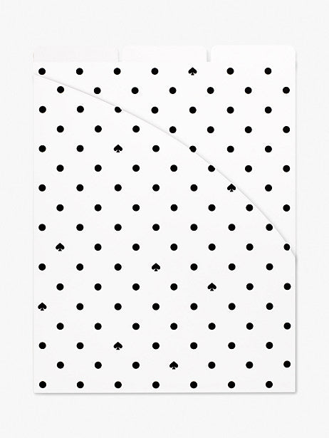 Kate Spade Vertical File Folder in Black Spade Dot-Lemons and Limes Boutique