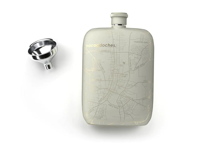Loveland Map Pocket Flask in Matte White-Lemons and Limes Boutique