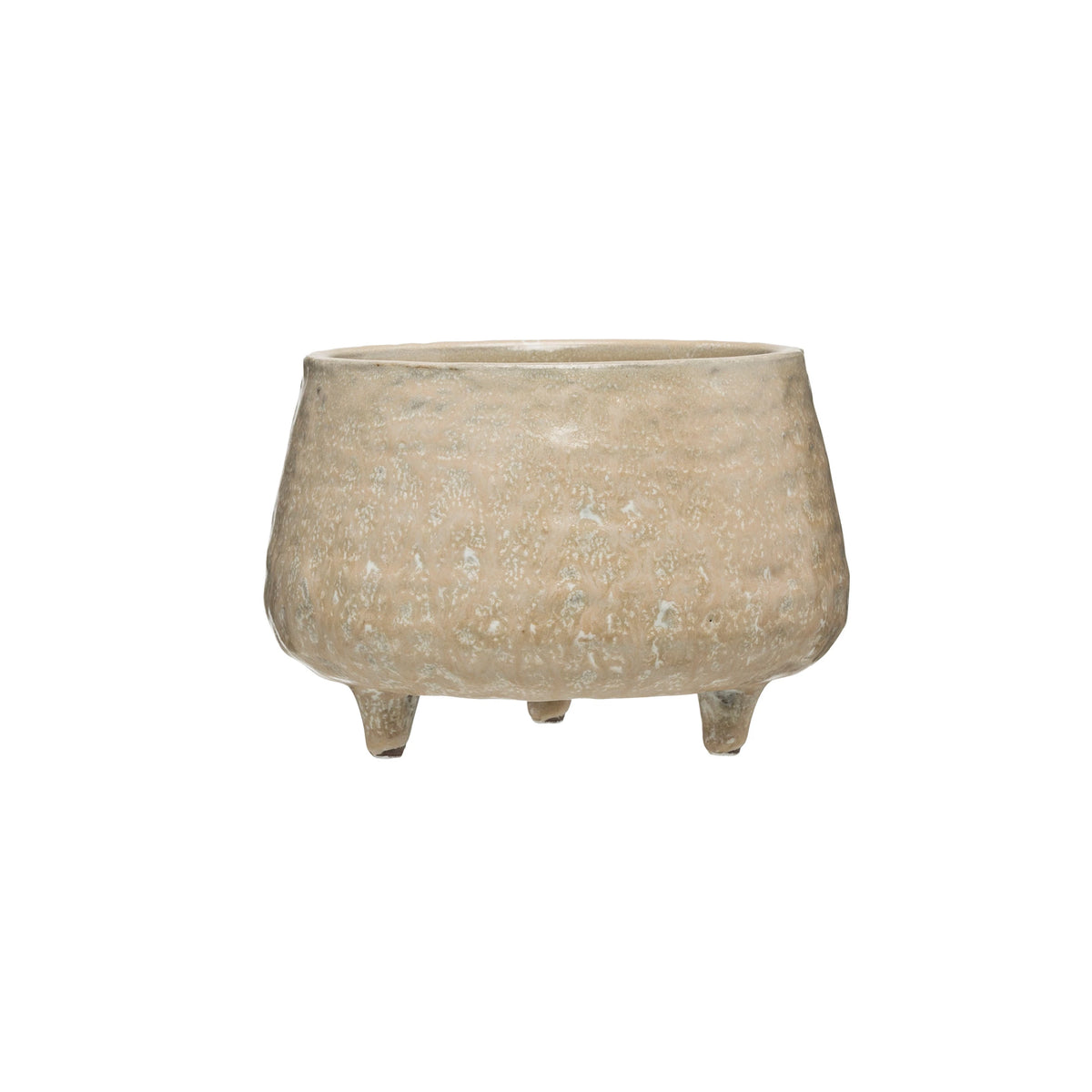 Stoneware Footed Planter, Reactive Glaze, Beige (Holds 4" Pot) (Each One Will Vary)-Decor-Lemons and Limes Boutique