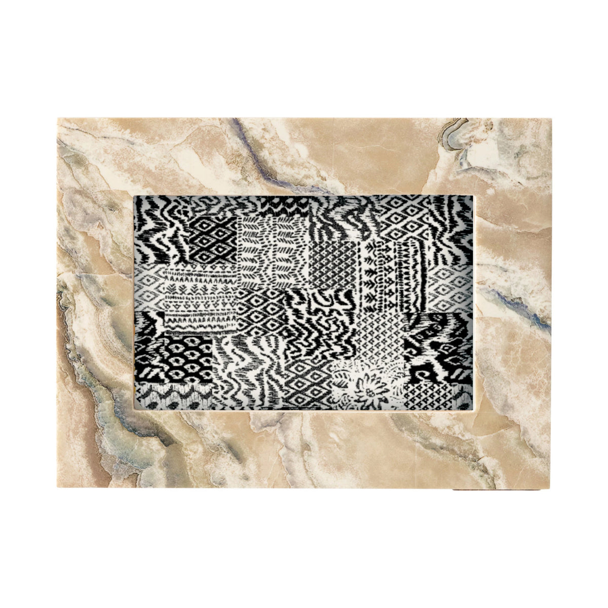 Resin & MDF Photo Frame, Marbled Cream Color Finish (Holds 4" x 6" Photo)-Decor-Lemons and Limes Boutique