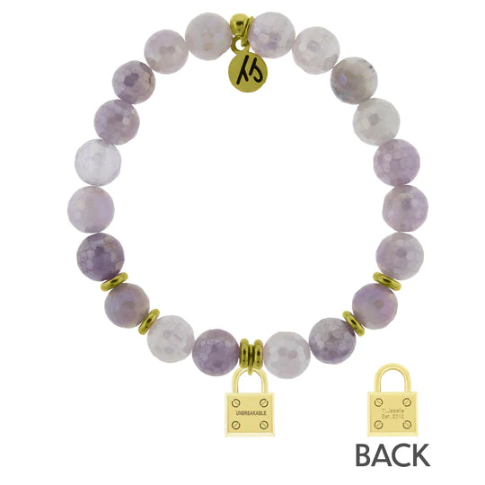 Mauve Jade Stone Bracelet with Unbreakable Gold Charm-Lemons and Limes Boutique